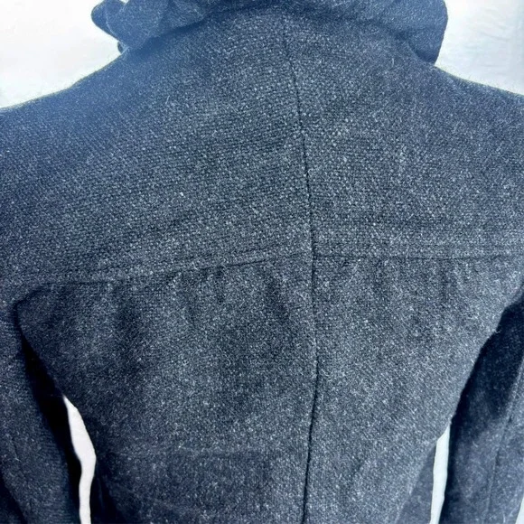J CREW Jacket 100% Wool Ruffles‎ Preppy Black Academia Womens Sz 0 XS/Small - Picture 8 of 11